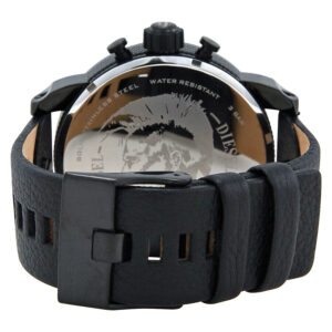 Diesel Big Daddy DZ7257 watch caseback showing water resistant marking and black leather strap