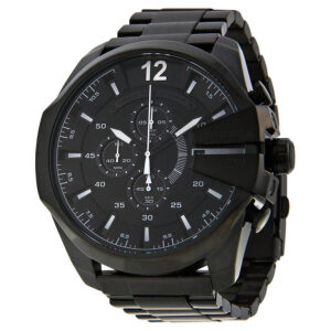 Diesel Mega Chief Chronograph all black men's watch with black dial and white hands