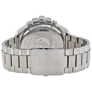 Caseback view of Diesel Mega Chief watch with stainless steel bracelet