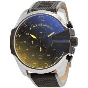Diesel Mega Chief DZ4523 quartz chronograph watch with black iridescent dial and steel case