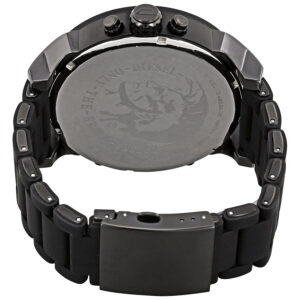 Diesel Mr. Daddy 2.0 caseback showing engraved logo and black steel back plate