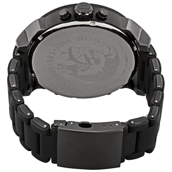Diesel Mr. Daddy 2.0 caseback showing engraved logo and black steel back plate