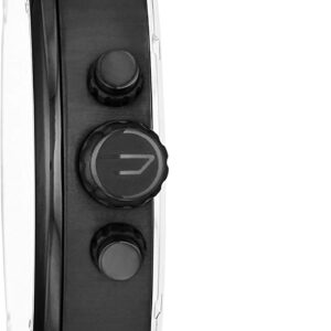 Side view of Diesel Mr Daddy watch showing black stainless steel case and bracelet