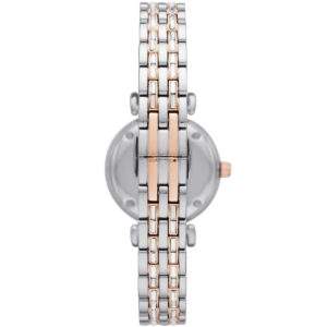 Caseback view of AR11290 showing stainless steel and rose gold two-tone design