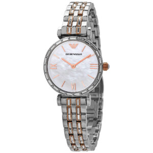Emporio Armani AR11290 women's watch with mother of pearl dial and two-tone stainless steel strap