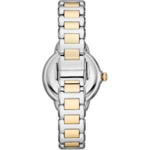 Caseback view of Emporio Armani AR11524 with two-tone bracelet