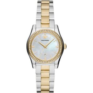 Emporio Armani AR11559 two-tone stainless steel watch with crystal-set bezel and date window