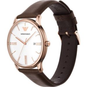 Emporio Armani AR11572 worn on wrist with brown leather strap