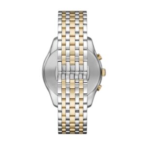 Back view of Emporio Armani AR11603 two-tone chronograph watch with visible case back