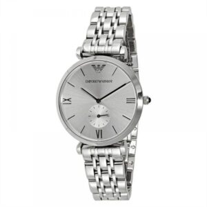 Emporio Armani AR1819 silver dial analog watch with stainless steel bracelet