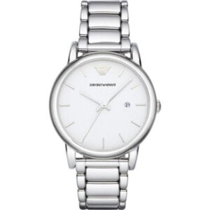 Emporio Armani AR1854 stainless steel watch with white dial and three-link bracelet