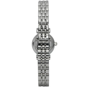 Emporio Armani Gianni T-Bar Mini watch at angle displaying stainless steel bracelet