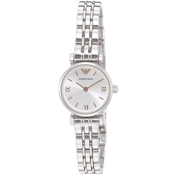 Emporio Armani Gianni T-Bar Mini watch with silver dial and stainless steel bracelet