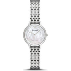 Emporio Armani AR2511 watch with silver-tone stainless steel bracelet and white dial