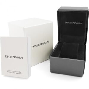Emporio Armani AR60061 watch box and warranty documentation packaging