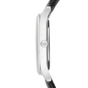 Emporio Armani Beta AR1865 watch side view showing case profile and leather strap attachment