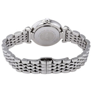 Caseback of Emporio Armani Gianni T-Bar watch with stainless steel bracelet