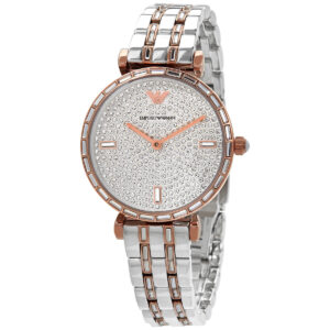 Emporio Armani Gianni T-Bar women's watch with silver crystal dial and rose gold details