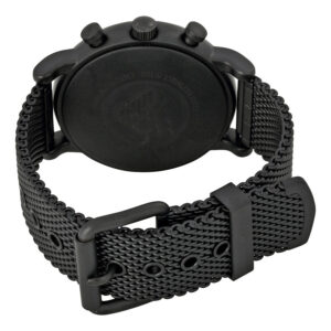 Case back view of Emporio Armani AR1968 watch with black mesh strap