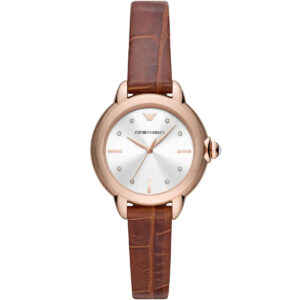 Emporio Armani Mia AR11525 women's watch with rose gold case and brown leather strap