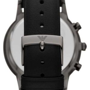 Emporio Armani Renato watch caseback view showing stainless steel back with engraved branding