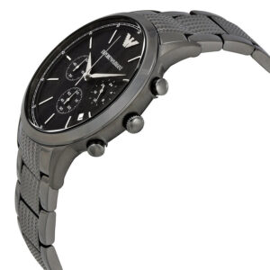 Side view of Emporio Armani Renato AR2505 showing gunmetal bracelet and chronograph pushers