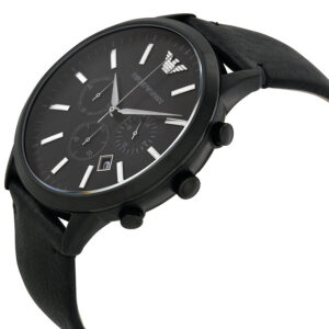 Emporio Armani Sportivo chronograph on wrist showing black case and strap