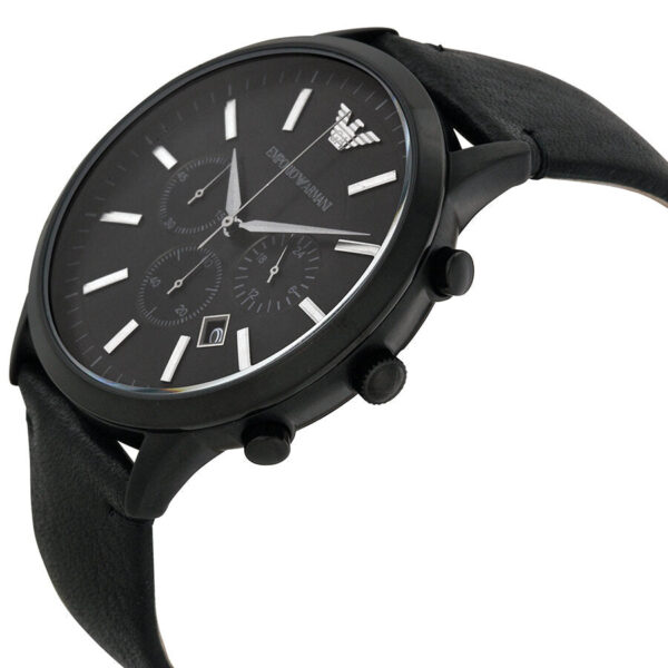 Emporio Armani Sportivo chronograph on wrist showing black case and strap