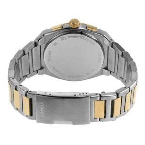 Fossil Everett caseback showing two-tone stainless steel bracelet and case back