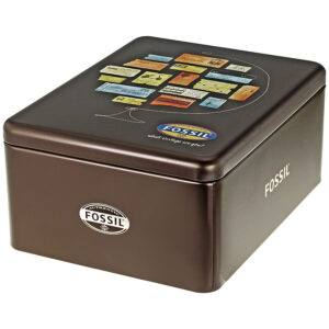 Fossil Grant watch packaging in brown presentation box