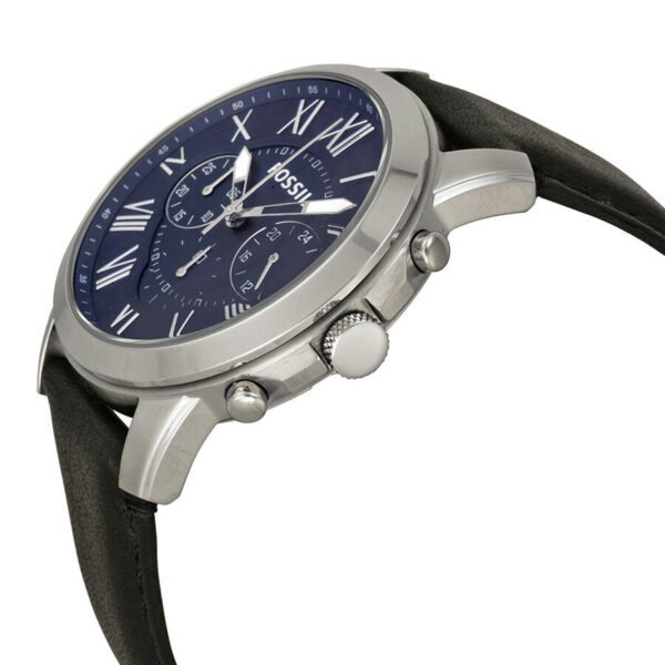 Fossil Grant FS4990 side view showing stainless steel case profile and chronograph pushers