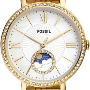 Fossil Jacqueline gold stainless steel women's watch with sun-moon dial and crystal-set bezel