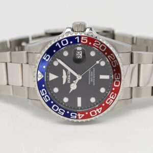 Invicta Pro Diver watch angled view showing steel bracelet and Pepsi bezel