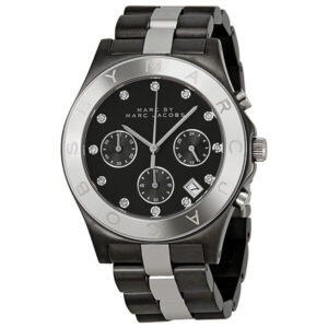 Marc By Marc Jacobs Blade chronograph watch with gunmetal and silver tone bracelet and black chronograph dial