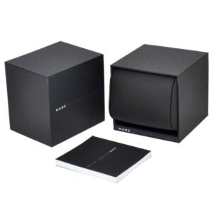 Marc by Marc Jacobs Baker watch packaging with black branded box and cloth pouch