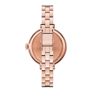 Marc Jacobs Sally MBM3364 rose gold watch shown from behind displaying caseback