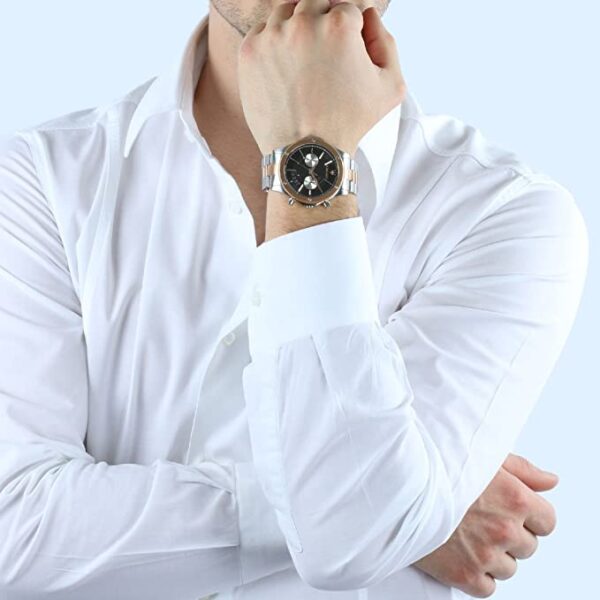 Maserati Circuito chronograph worn on wrist in formal white shirt