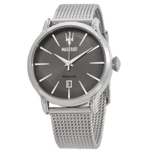 Maserati Epoca grey dial men's watch with stainless steel mesh strap