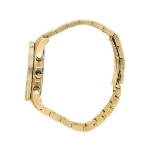 Gold-tone bracelet strap of Maserati Sfida watch, shown from above