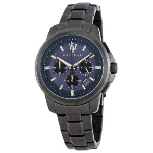 Maserati Successo chronograph watch with blue dial and stainless steel bracelet