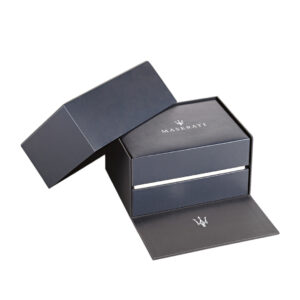 Maserati Tradizione watch box and packaging with Maserati logo