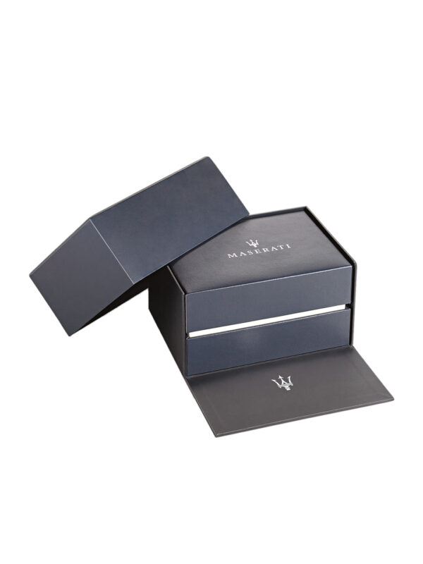 Maserati Tradizione watch box and packaging with Maserati logo