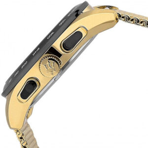Side view of Maserati Traguardo showing gold-tone case profile and mesh bracelet