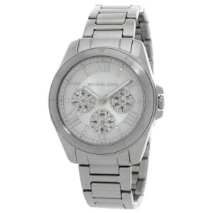 Michael Kors Alek multifunction silver-tone women's watch with white dial and chronograph subdials
