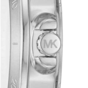 Side profile view of Michael Kors Alek watch showing silver-tone case and bracelet