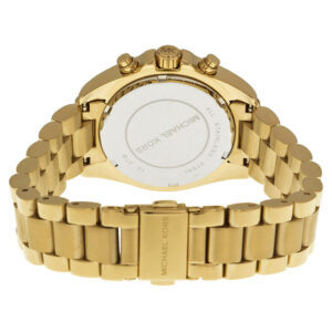 Michael Kors Bradshaw caseback showing stainless steel with chronograph pushers visible