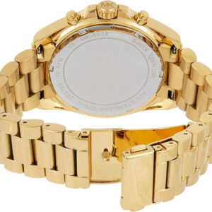 Michael Kors Bradshaw MK6538 case back showing gold stainless steel bracelet and watch back