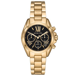 Michael Kors Bradshaw chronograph women's watch with black dial and gold-tone case