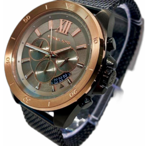 Angled view of Michael Kors Brecken MK8868 chronograph watch with black mesh strap