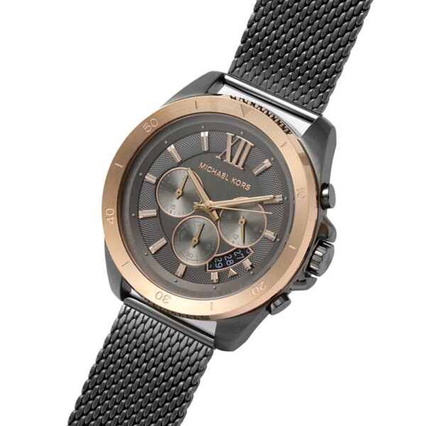 Michael Kors Brecken MK8868 watch displayed flat showing dial and mesh strap